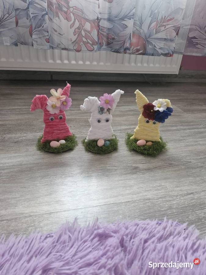 Ręcznie robione zajączki wielkanocne z kwiatami dolnośląskie Kunice