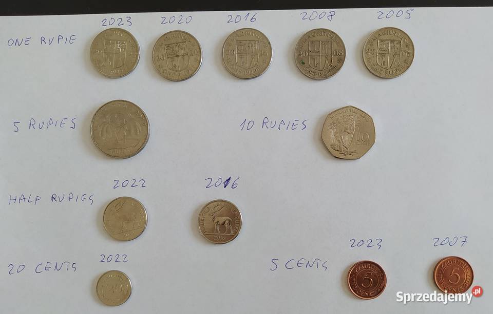 Mauritius Monety Rupia Cent wsystkie wybrane Pyskowice