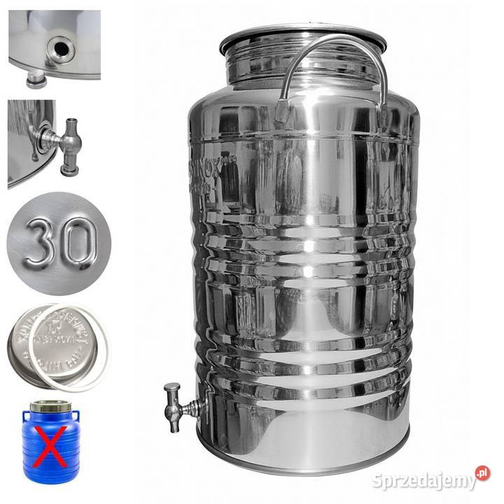 Bańka nierdzewna inox BECZKA z kranem 30L na Siemianowice Śląskie