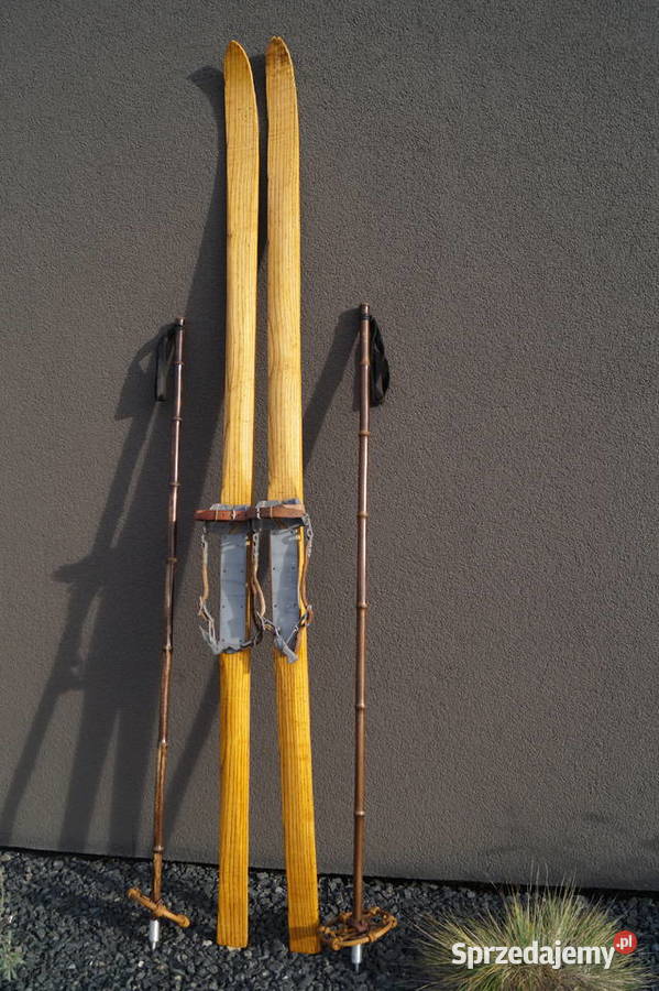 Stare narty jesionowe 190 z kijkami Pruchnik
