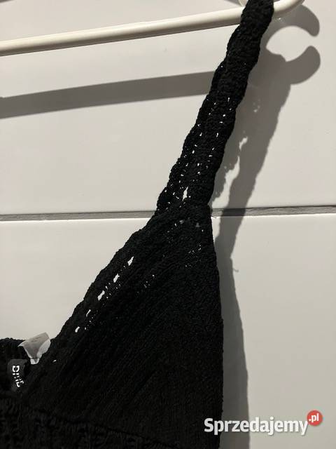 czarna sukienka o wyglądzie szydełkowej robótki kujawsko-pomorskie Toruń sprzedam