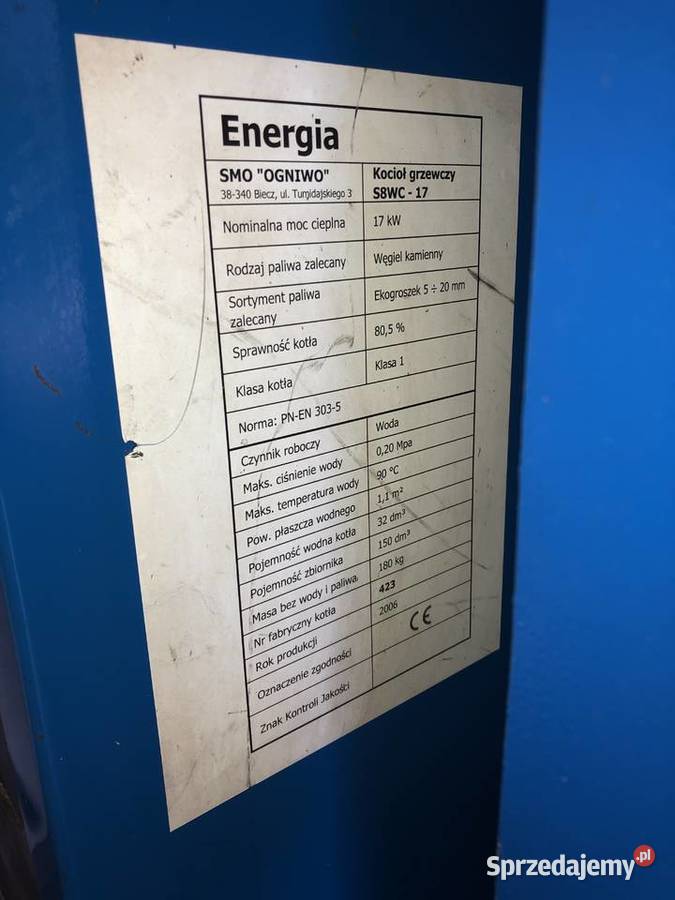Piec ekogroszek Ogniwo 17 kW stal Bełk sprzedam