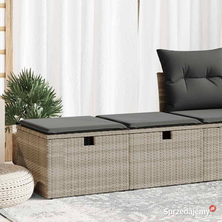 2cz sofa ogrodowa z poduszkami jasnoszary rattan Zestawy mebli ogrodowych Warszawa sprzedam