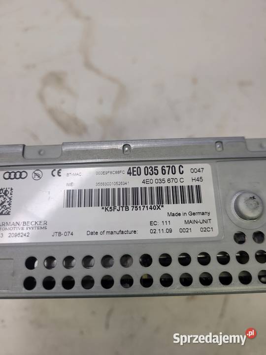 JEDNOSTKA MMI CZYTNIK AUDI A6 A8 Q7 4E0035670C Wyposażenie wnętrza Przystajń sprzedam