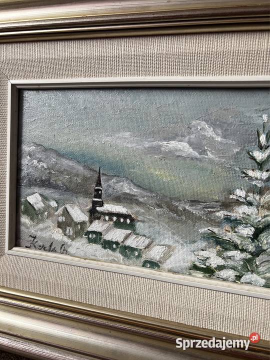 Obraz olejny zima sygnowany Zabrze