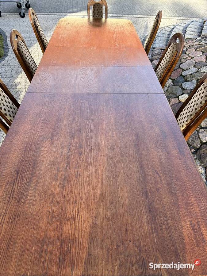 solidny stół dębowy z krzeslami Stoły Kargowa