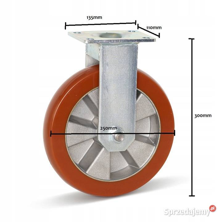 Kółko stałe PU do dużych obciążeń 250mm 800 Koło Kozienice