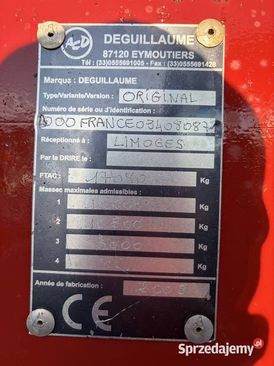 Rozrzutnik obornika Deguillaume Original walce nieuszkodzony