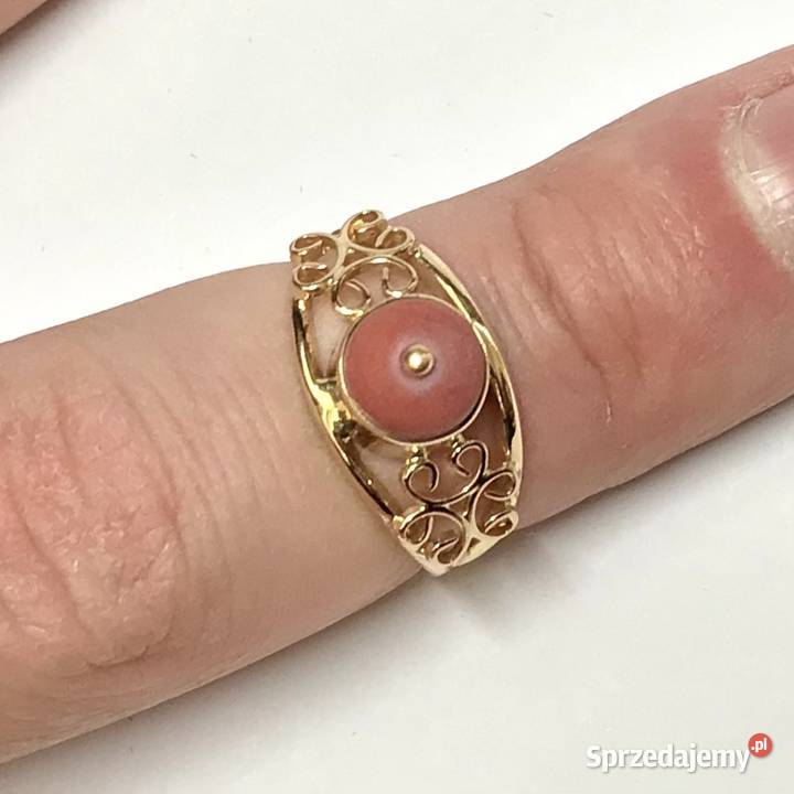 Złoty PIERŚCIONEK 14K ażurowy piękny KORAL r 15 Warszawa