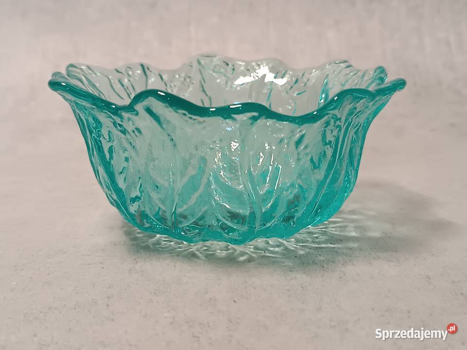Turkusowa Szklana Cukiernica Cukierniczka Antyki, Sztuka, Kolekcje Dobrzany