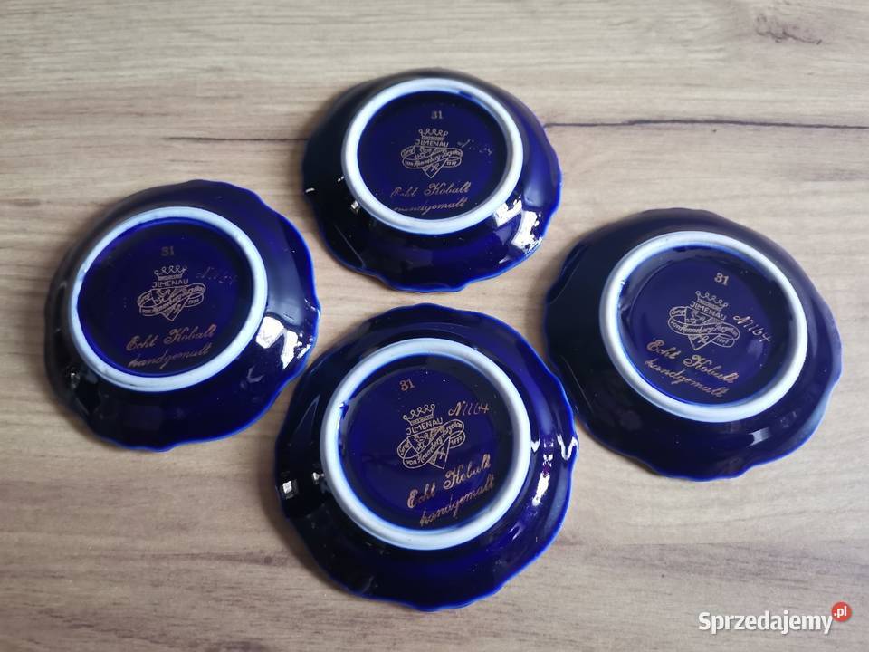 Stara kobaltowa porcelana Ilmenau 4 złocone Siemianowice Śląskie