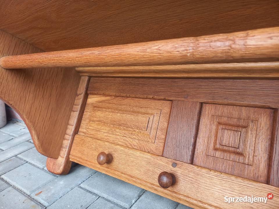Wieszak dębowy z półką bciężki wiszący ścienny 38.5cm Gawroniec