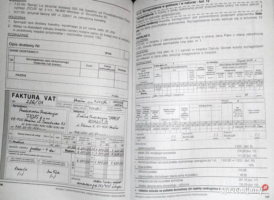 Ryczałt Karta podatkowa Ćwiczenia B Padurek Chełm sprzedam