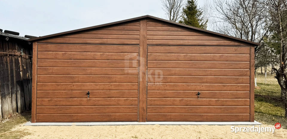 Garaz blaszany 6x6 m 2x brama 2x okno rynny dach