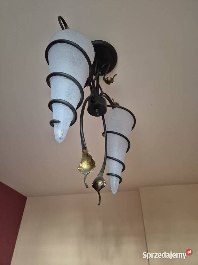 Żyrandol kowalstwo artystyczne stal szkło sprzedam