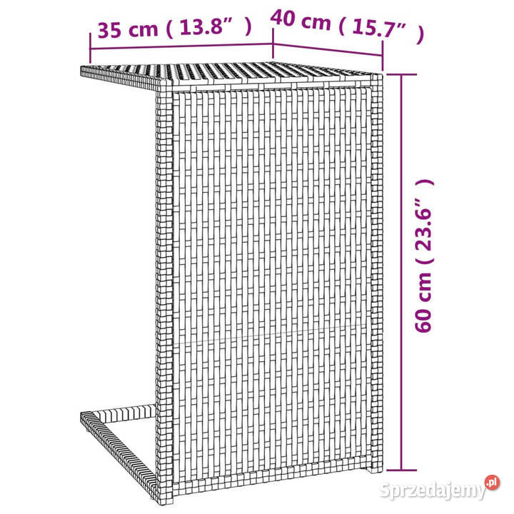 Stolik w kształcie litery C brązowy 40x35x60 Warszawa