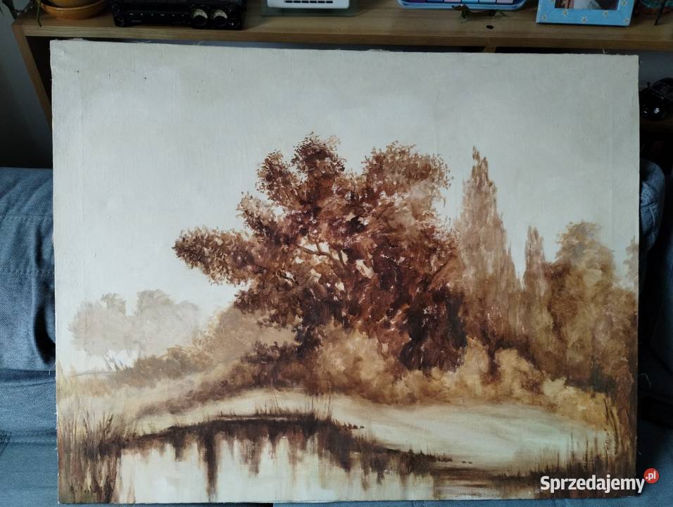 Obraz pejzaż akwarela duży 69X89 Warszawa sprzedam