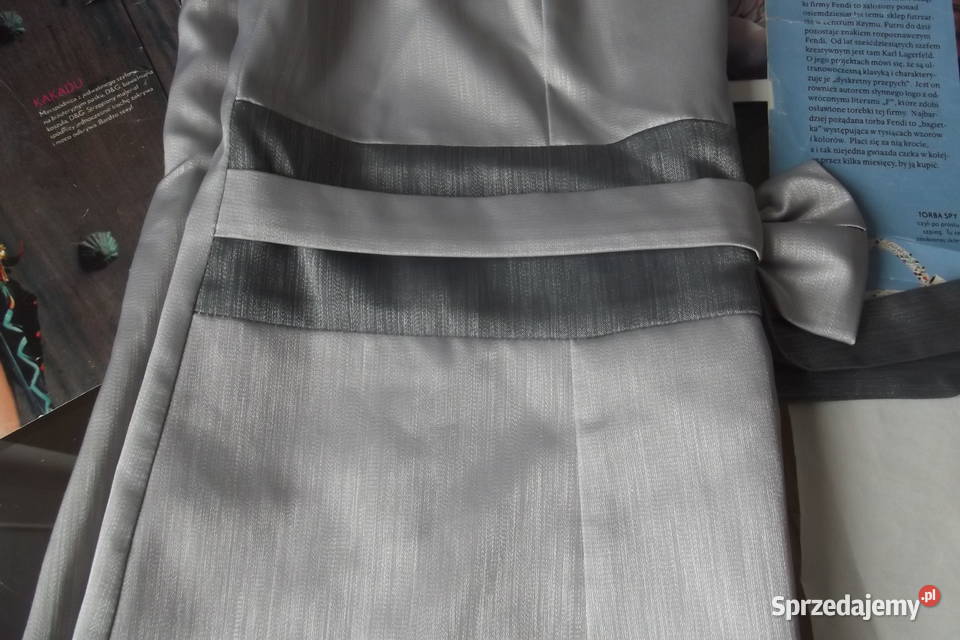 Elegancka sukienka z kokardą r38 kolor srebrny Piekary Śląskie sprzedam