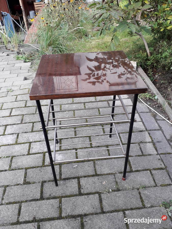 Stolik gazetnik wysoki połysk z lampą Antyki, Sztuka, Kolekcje Warszawa