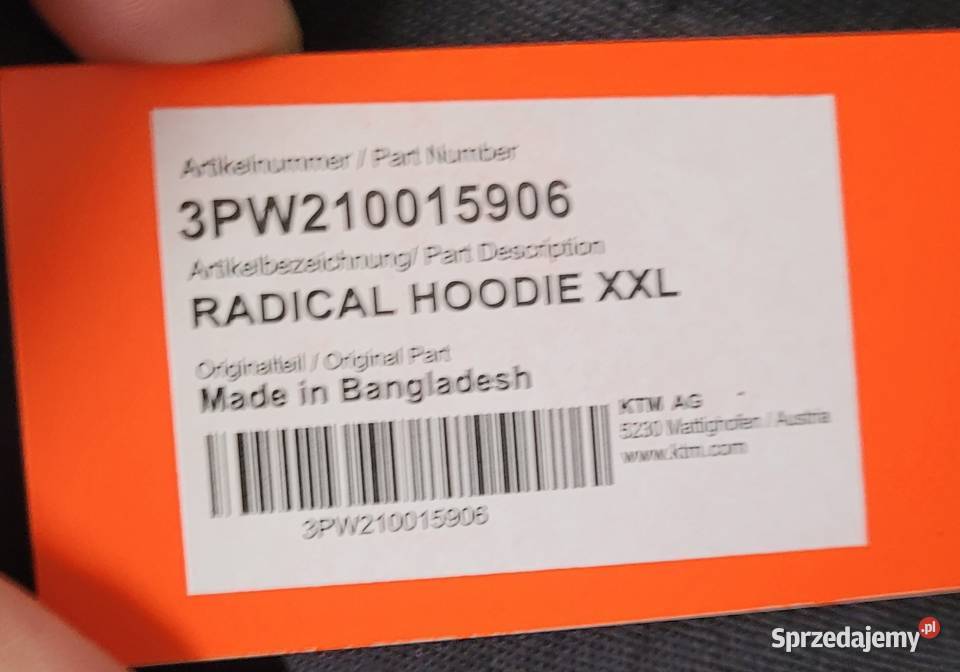 Bluza KTM Radical Hoodie XXL NOWA czarna z Rozmiar XXL Odzież wyjściowa zachodniopomorskie