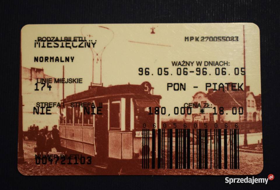 Bilet miesięczny rocznicowy Kraków 1996 Pozostałe Chełmno