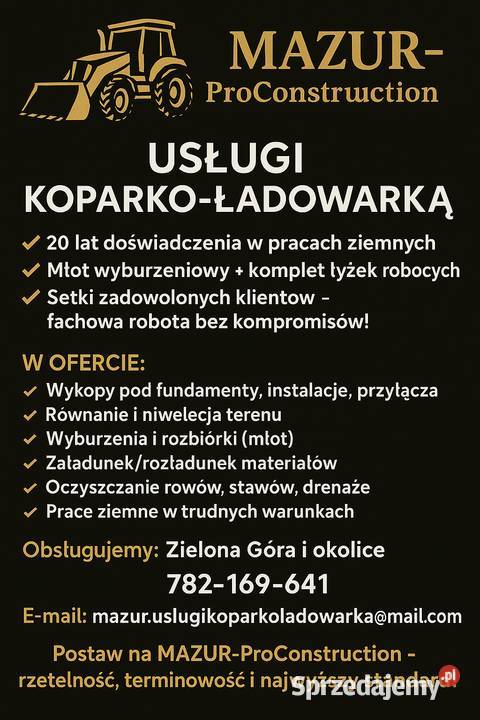 Usługi koparkoładowarką młot koparka kołowa z Zielona Góra