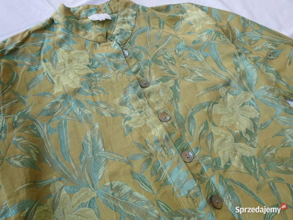 Żakardowa Sukienka Zapinana Liście Kwiaty 36 Rozmiar 36(S) Nowy Sącz