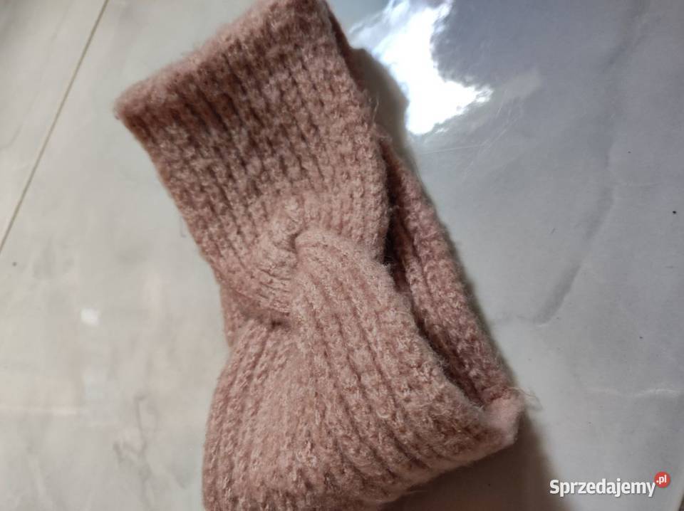 opaska na głowę uszy ciepła wełniana pleciona Kielce