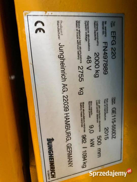 wózek widłowy elektryczny używany Jungheinrich Elbląg sprzedam