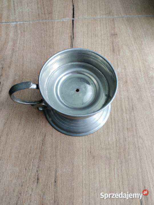 Kaganek z cyny do dekoracji świecznik Choszczno