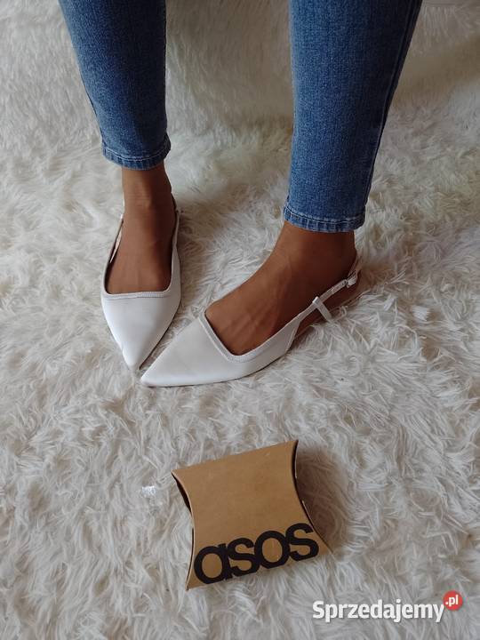 41 ASOS Design Białe Baleriny z odkrytą piętą z biały małopolskie Kraków