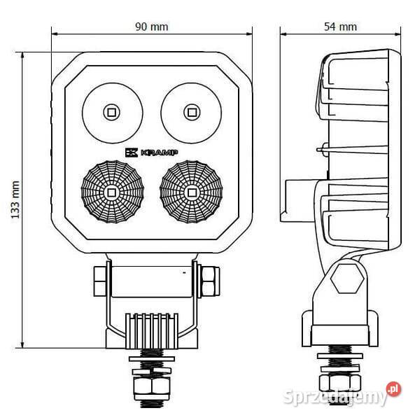 Lampa robocza LED kwadratowa 1030V 9W 1000 lm Kamionna