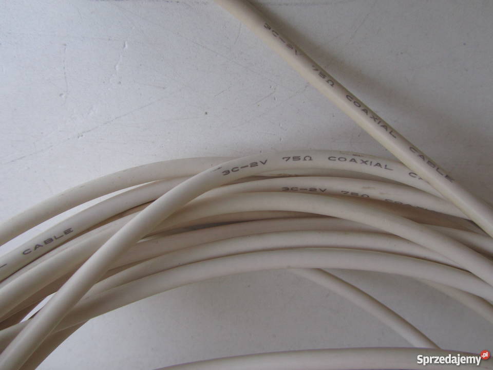 Kabel przewód biały antenowy 10m TV MęskiŻeński