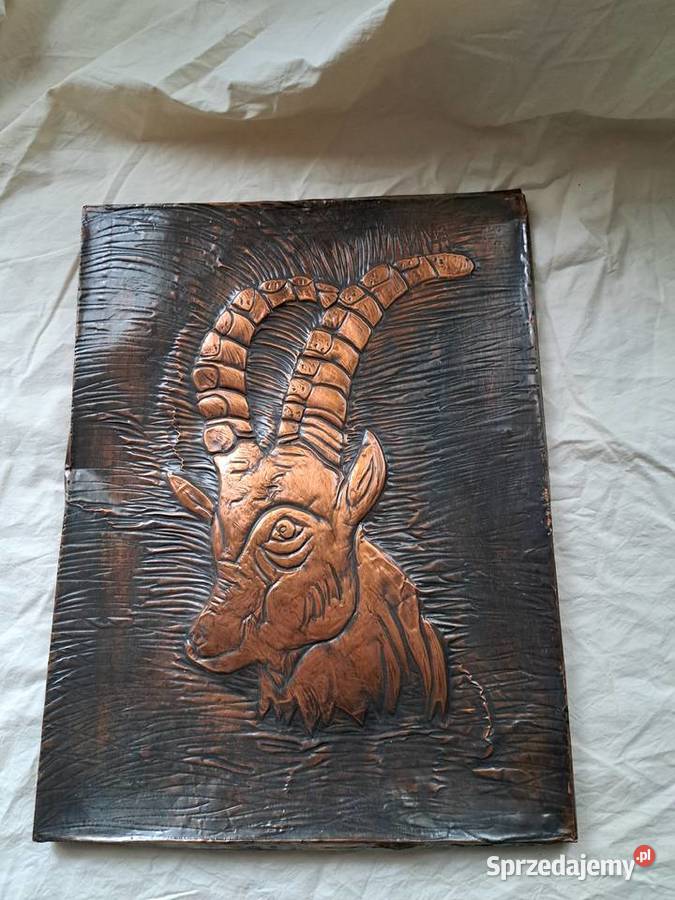 Miedziany obraz figurka kozła kozioł koziołek małopolskie