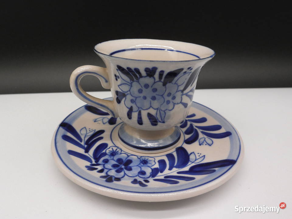 Filiżanka espressomokka Ręcznie Malowana Delft Porcelana i szkło Raszków sprzedam