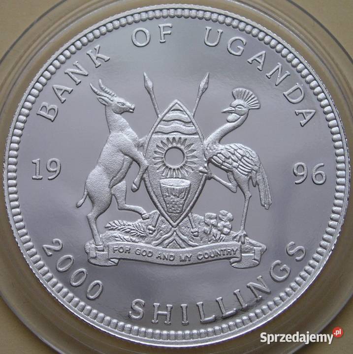 Uganda 2000 shilling 1996 SREBRO Jezus stan Łódź