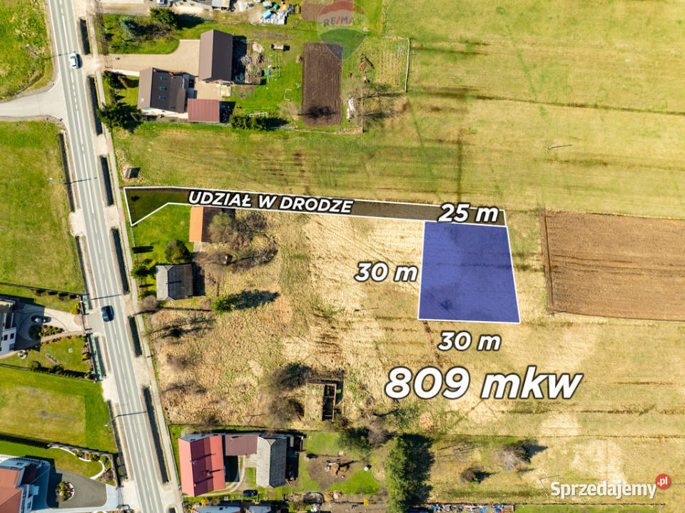 Płaska działka budowlana centrum Zabierzów Bocheński