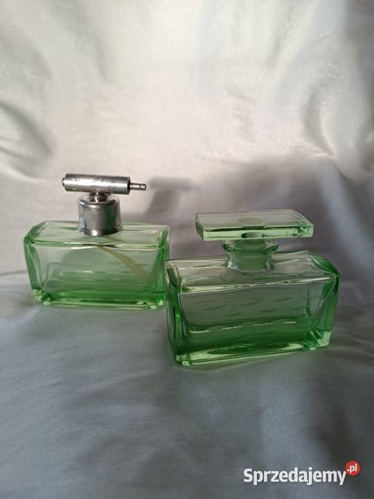 Komplet toaletowy 2 perfumerii z zielonego szkła Jastrzębie-Zdrój