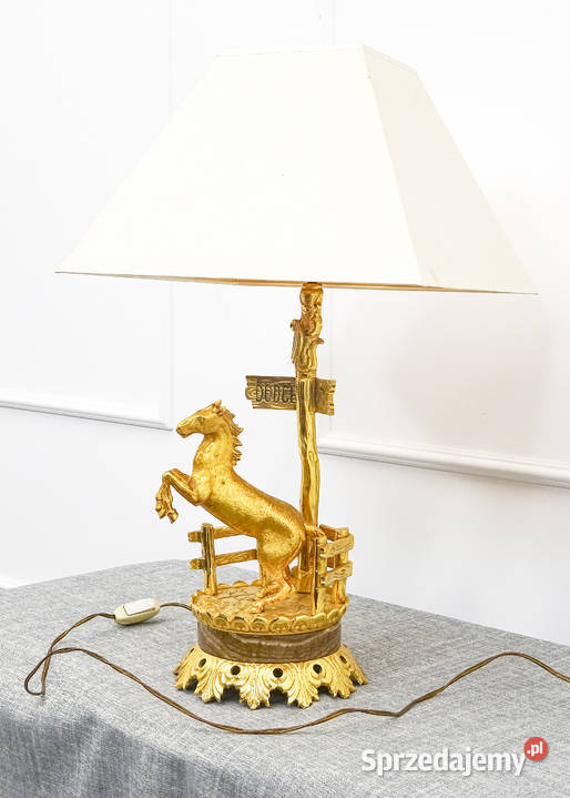 Mosiężna lampa stołowa KOŃ FRANCJA VINTAGE 2 poł Kalisz