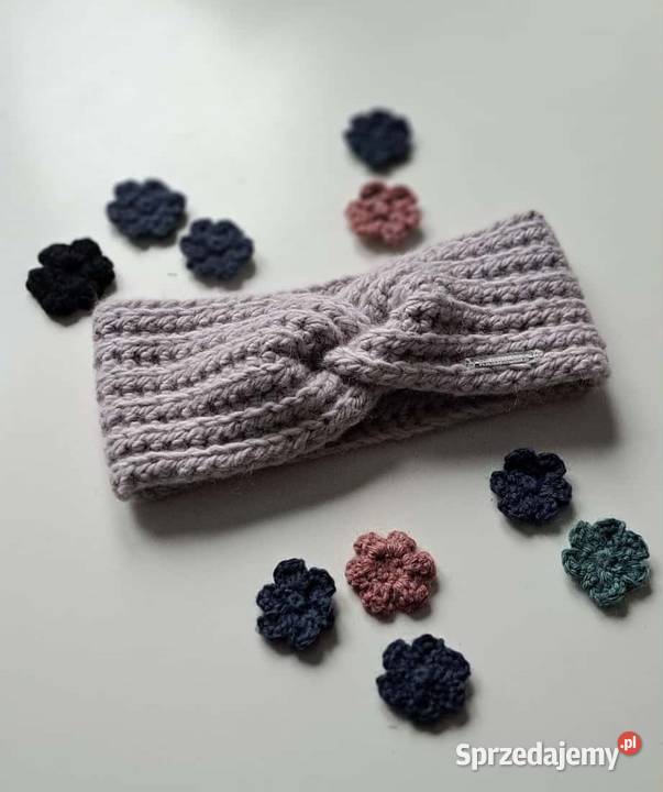 Opaska wełniana ręcznie robiona na szydełku podlaskie