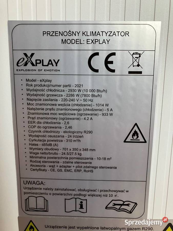 Klimatyzator przenośny Explay osuszacz funkcja podkarpackie Nisko sprzedam