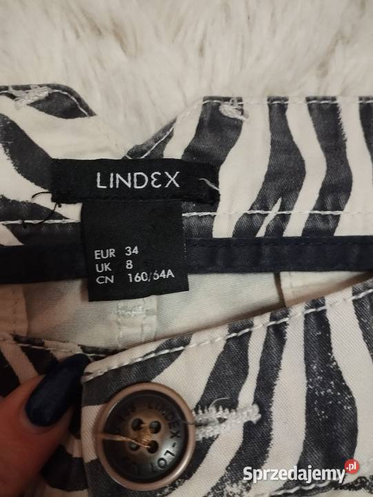 Stylowe spodnie LINDEX w modny wzór zebry czarny Mysłaków