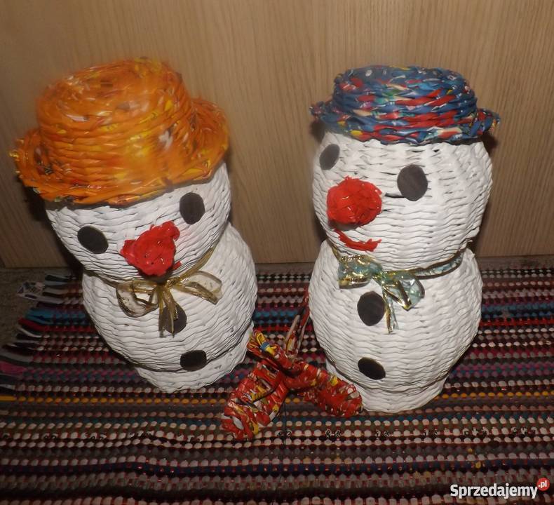 Koszyk bałwan w kapeluszu wiklina papierowa inny kolor Lublin