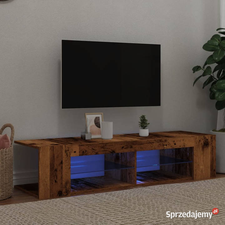 Szafka pod TV z oświetleniem LED stare drewno Warszawa sprzedam