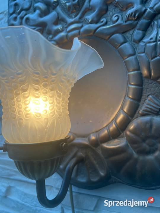 Stara przedwojenna lampa kinkiet Herb Gdańska Bystrzyca Kłodzka