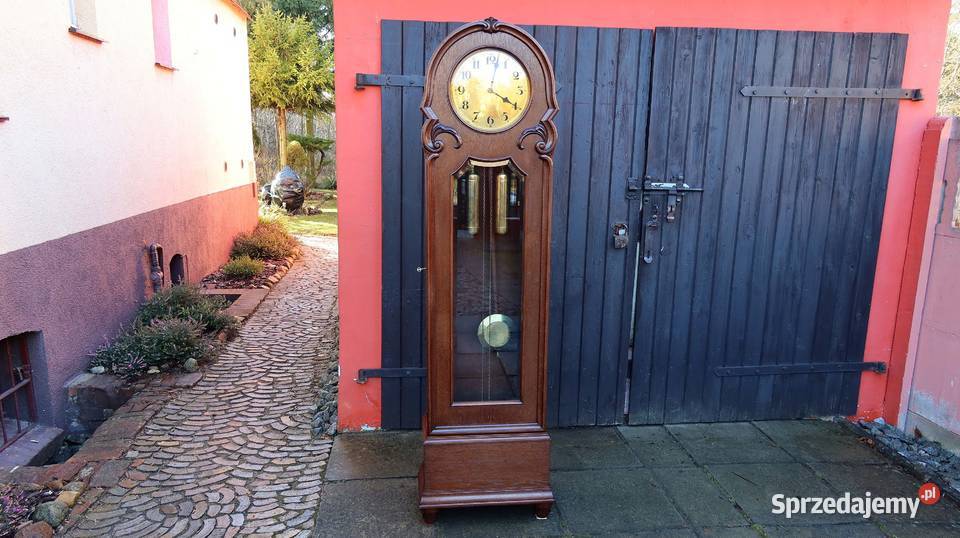 Piękny Stojący Dębowy Zegar Baba Firmy Fms Ziębice