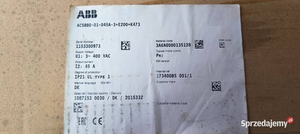 Falownikprzemiennik częstotliwości ABB ACS880 Wiązów