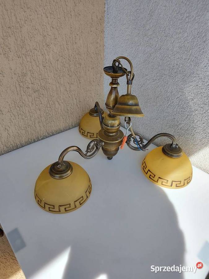 Żyrandol trzyramienny mosiężny E27 oprawa Olecko sprzedam