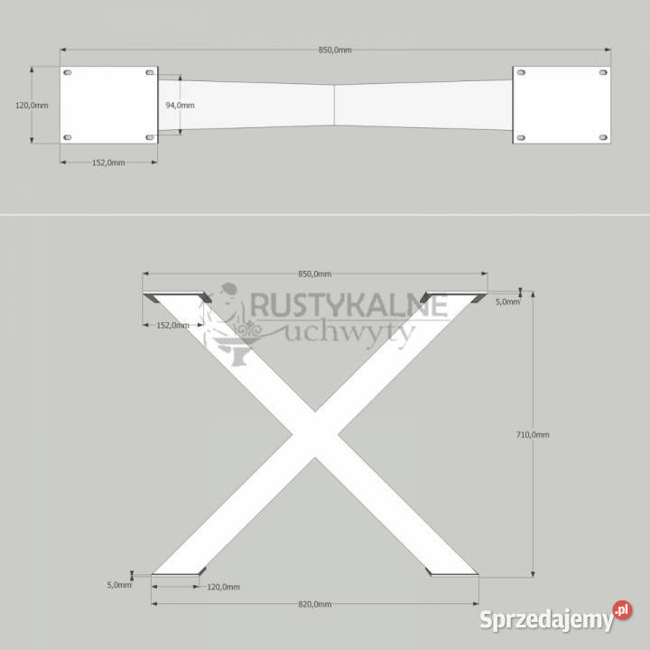 Noga KRZYŻAK 82x71 CZARNA Chmielnik