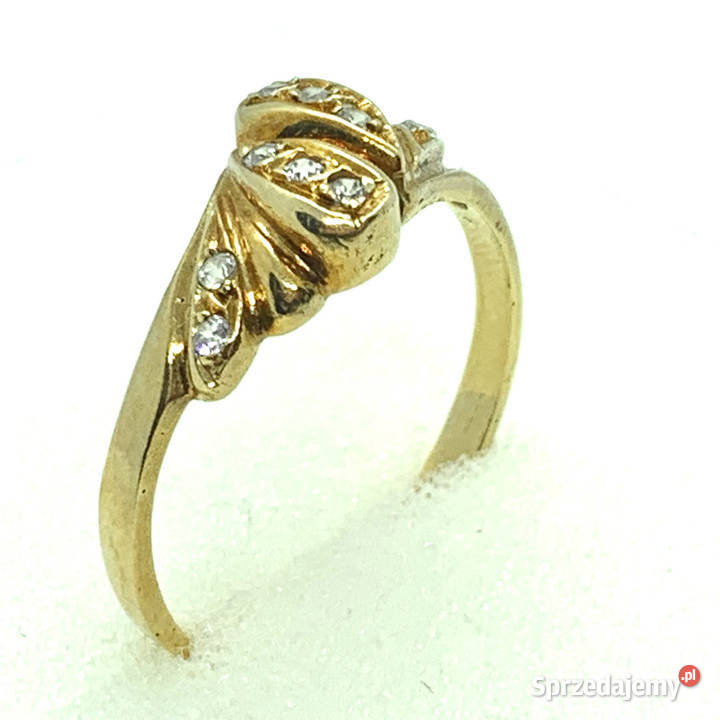 Złoty PIERŚCIONEK 14K królewny kamienie CUD 20 sprzedam
